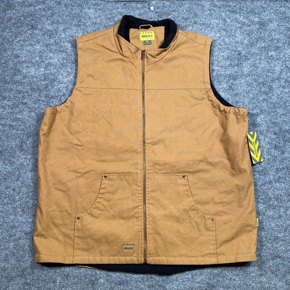 Brazos Gate Keeper Vest Mens 2XL Duck Brown Canvas Sherpa Lined Full Zip‎